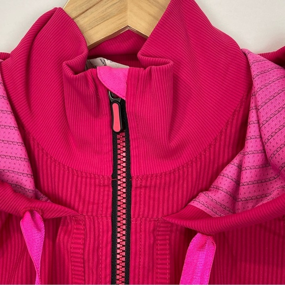 Lululemon Run Track and Field Jacket Fruity Tootie Pink Stripe Size 4 - Picture 4 of 12